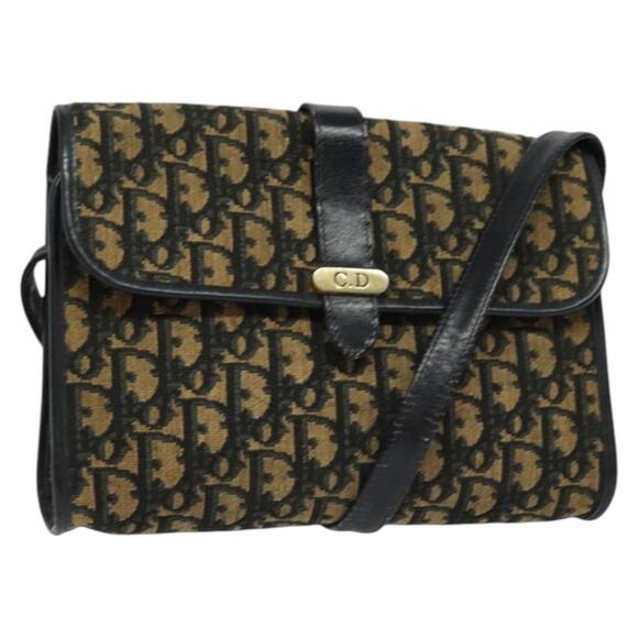 DIOR Trotter Canvas Shoulder Bag Navy Gold - Picture 1 of 12